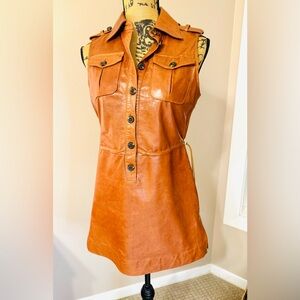 Etcetera Rust Leather Dress